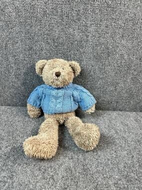 Teddy-Hermann Plush Teddy Bear 11” with Blue Sweater Germany – Used